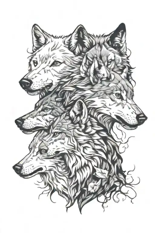 4 Wolf Heads