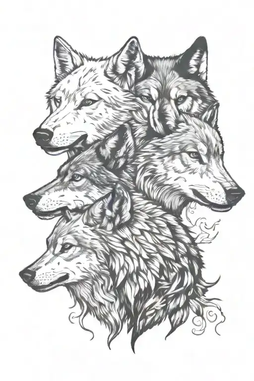 4 Wolf Heads