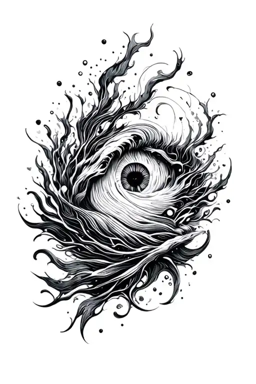 Abstract Black Line Drawing Ocean