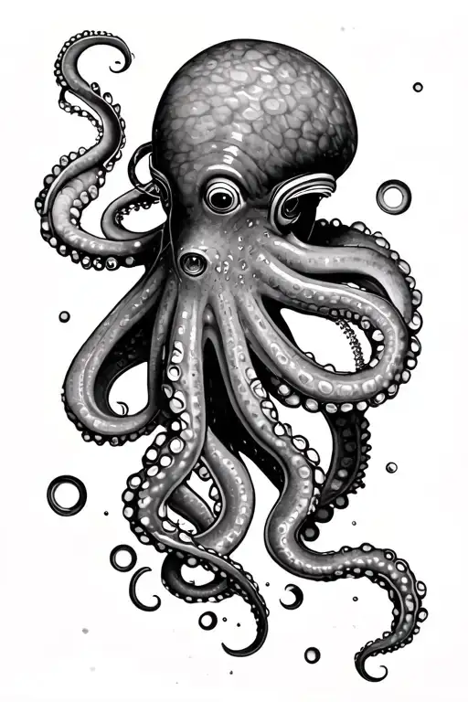 A Realistic Depiction Of A Scuba Diver Encountering A Mythical Sea Octopus In The Deep Ocean Depths