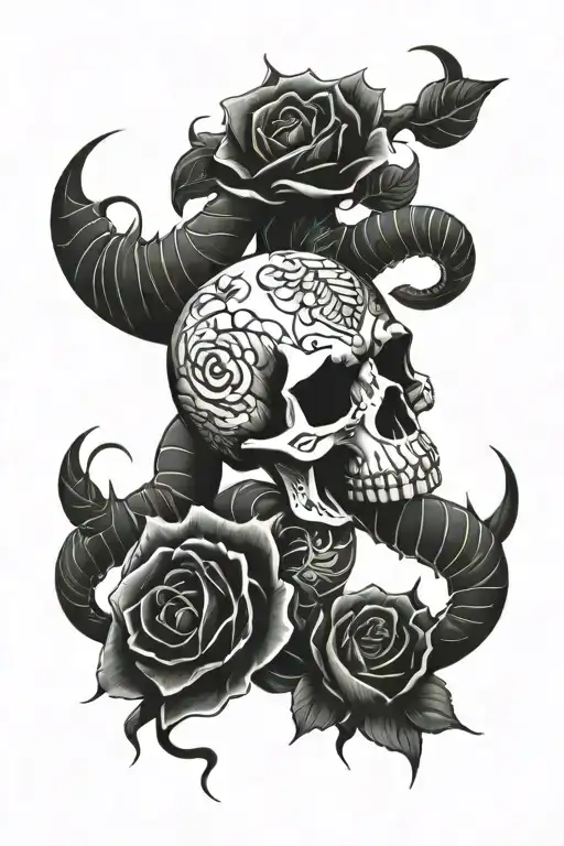 Skull Snake Roses Scorpion Surrounded