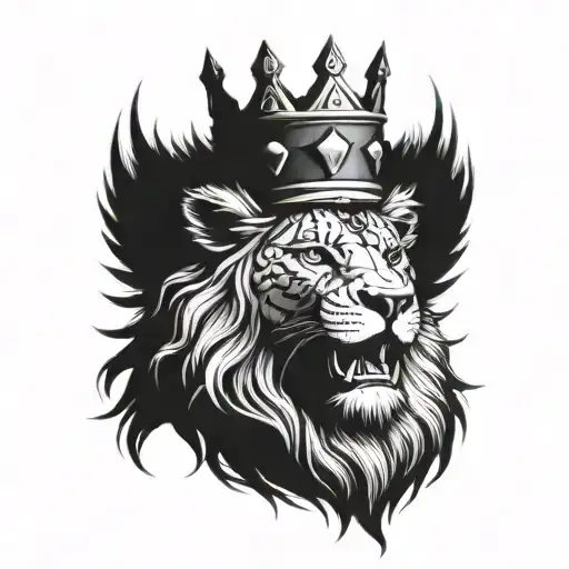 Lion Wearing Armour With A Crown