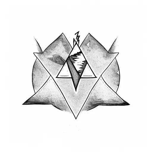 A Triangle Featuring A Lightning Bolt And Crescent Moon