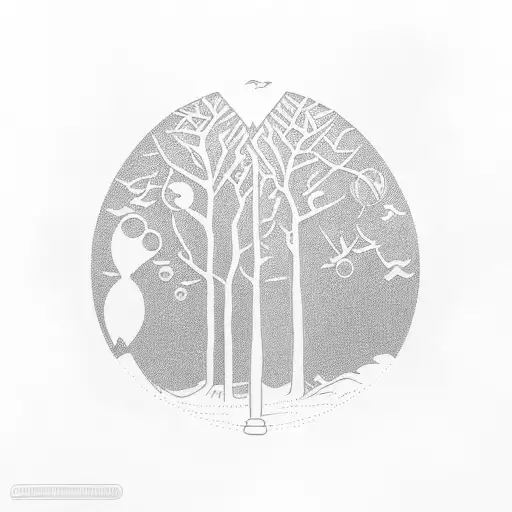 Elm Tree With A Bird Flying Over And A Rock At The Base Of The Tree