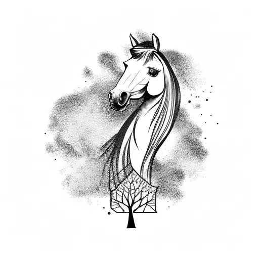Horse With Tree