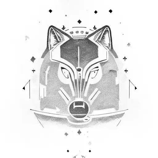 A Wolf In A War Helmet With A Latin Quote About Bravery And Honor In Sketch Style