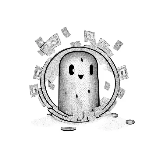 A Ghostly Figure Emerging From A Pile Of Money In A Notebook