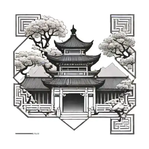 Incorporate Traditional Chinese Architecture Elements Into A Geometric Design