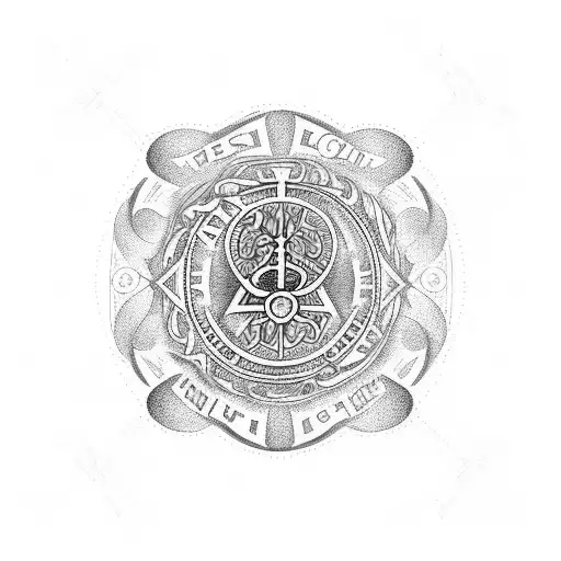 A Vegvisir Symbol Formed By Guitar Strings And Musical Notes
