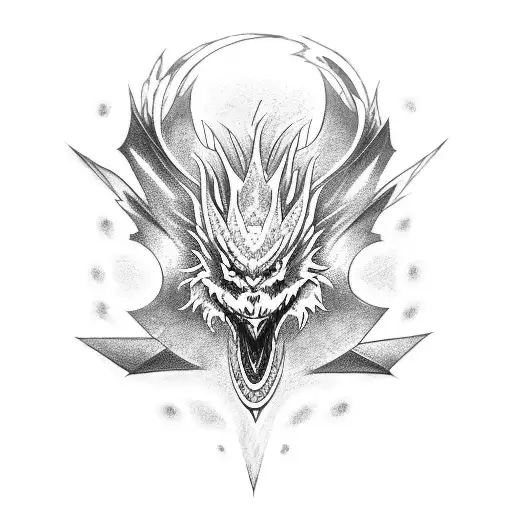 Anime-inspired Dragon With A Money Symbol As Its Eye Surrounded By Electric Bolts