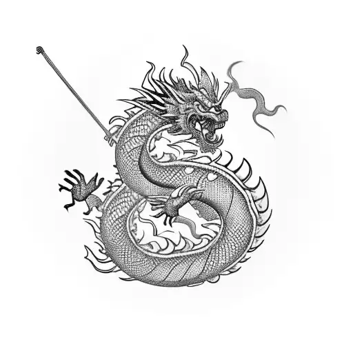 Chinese Fire Dragon In A Spiral
