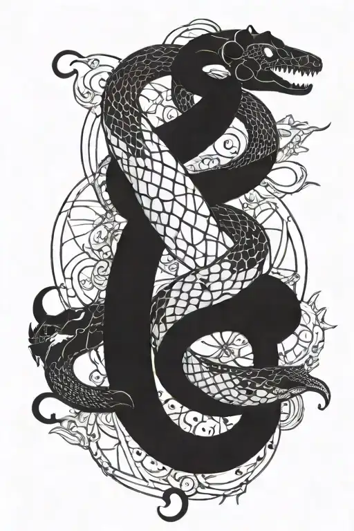 Ouroboros Snake And Fractal Interconnecting