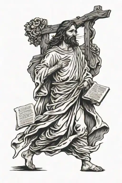 Jesus Walking With Deciples With A Bible Verse