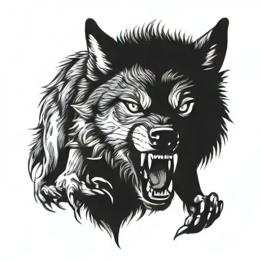 Wolf Growl Aggressive Defending Powerful