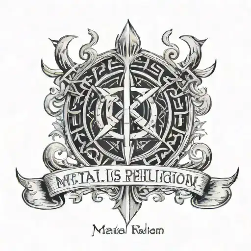 A Symphonic Metal Inspired Tattoo Featuring A Viking Symbol And The Text 'Metal Is Religion'