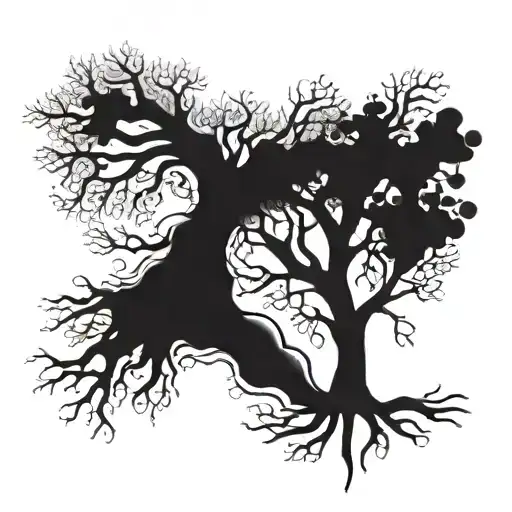 Abstract Tattoo Of A Tree Representing The Family With More Roots Than Branches