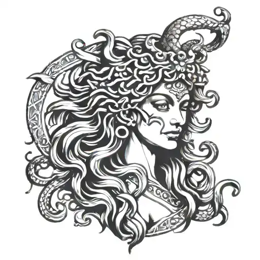 Goddess Medusa Blindfolded Warrior Women
