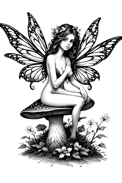 Fairy Sitting On A Mushroom