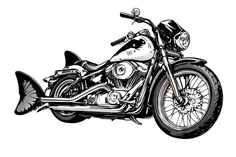 Shark Swimming Next To Motorcycle