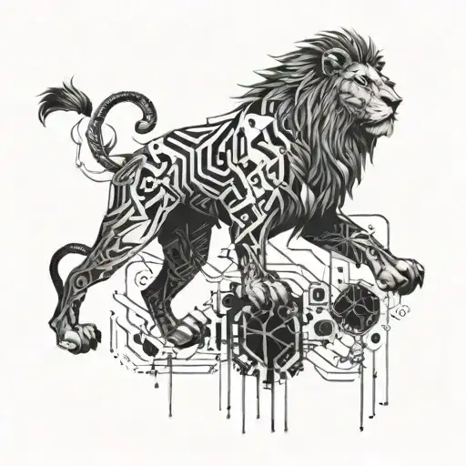 Incorporate Elements Of Electronic Music Into A Futuristic Lion Design