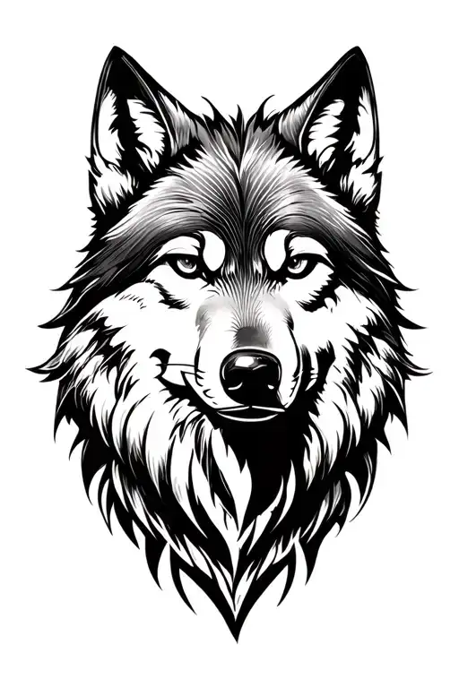 Wolf Face Tattoo Design
