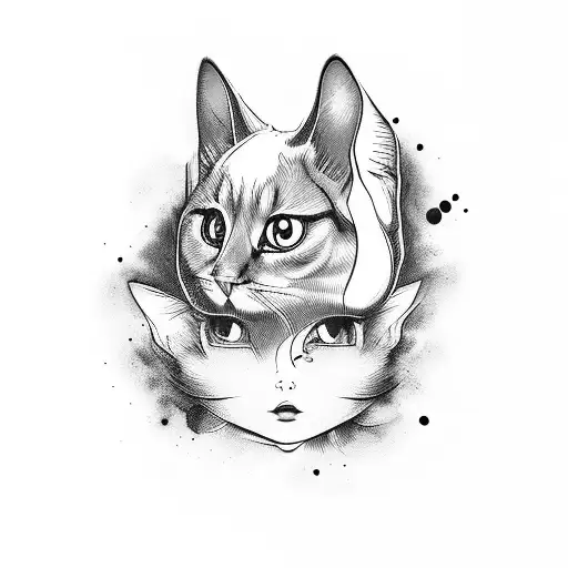 Little Girl With A Sphyx Cat