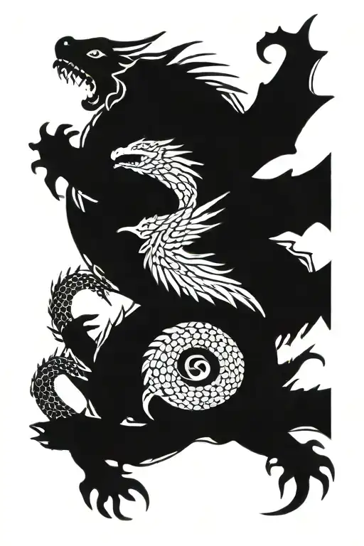 Sleeping Dragon With Wings And Long Tail