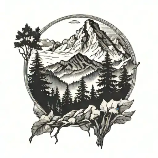 Forest With Mountains In The Background