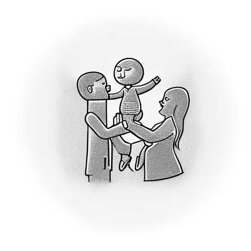 Mom And Dad Holding A Child Hand