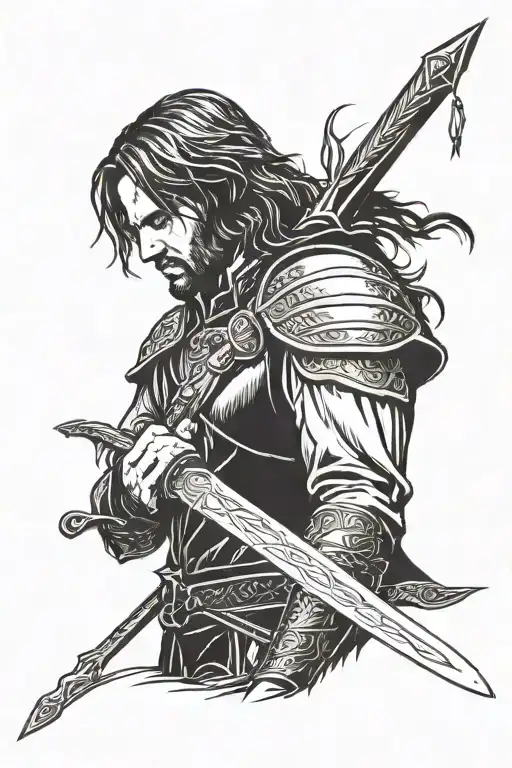 Aragorn Wielding Anduril Sword