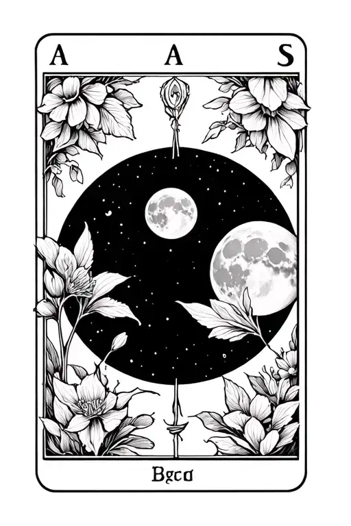 Diphylleia Grayi And A Full Moon In A Tarot Card