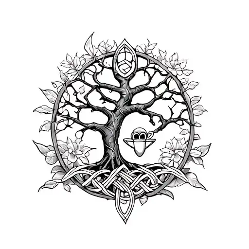 Celtic Tree Of Life With A Celtic Knot And Claddagh In It