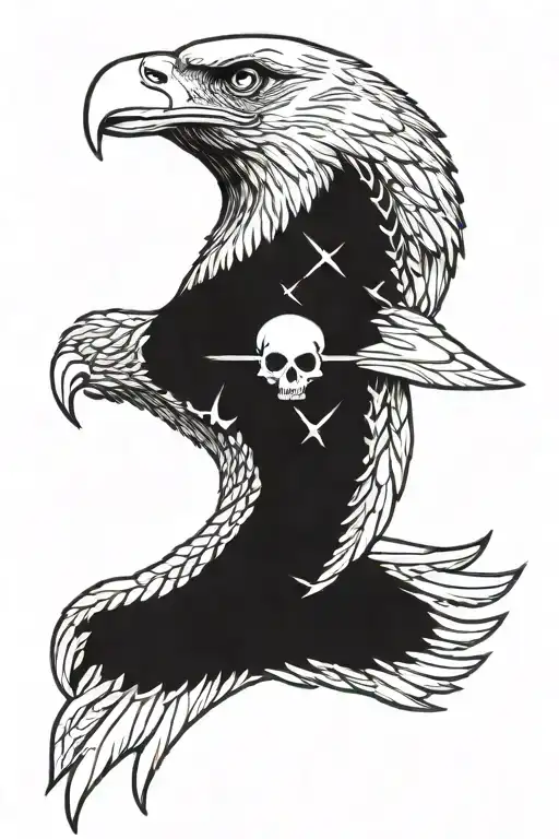 Bald Eagle And Skull Face