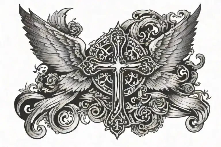 Christian Cross With Wings