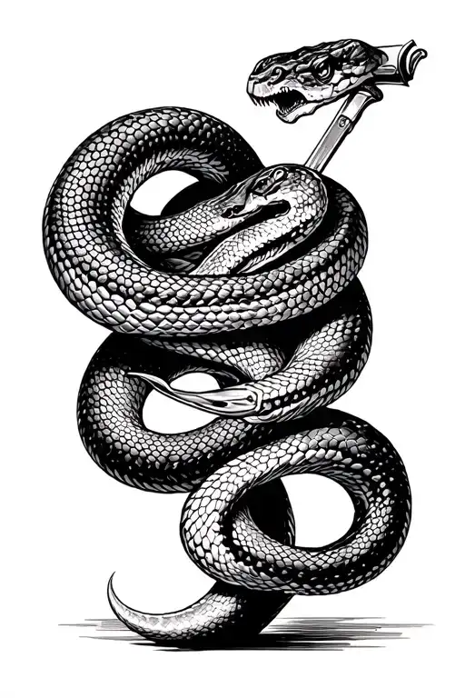 Razor Weapon With Snake Wrapped Loosely