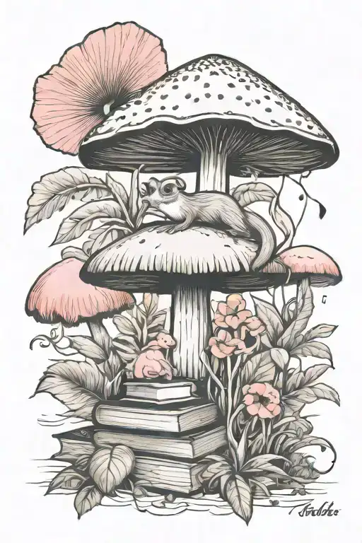 A Toadstool A Book A Leafy Plant A Flamingo Sloth