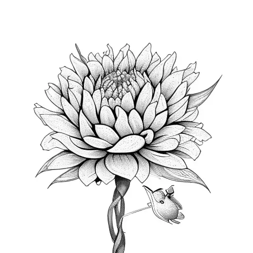 Fairy Being Laying In A Chrysanthemum Flower