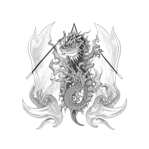 Water Dragon With Trident