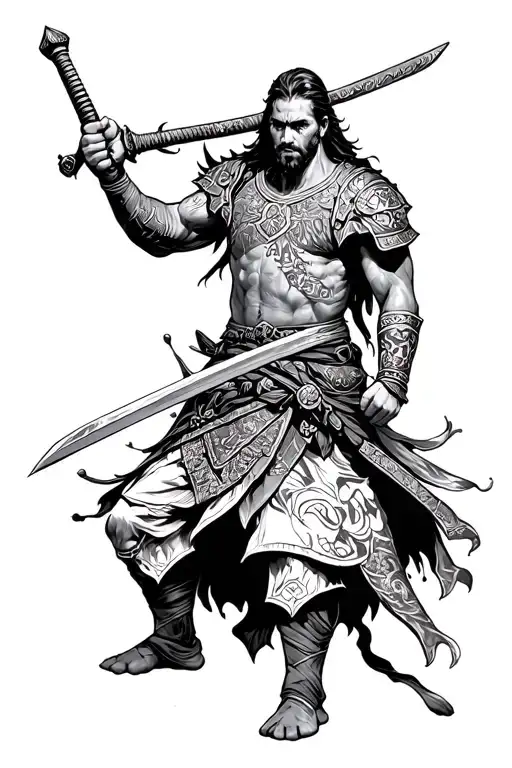 Ancient Warrior Wielding A Sword
