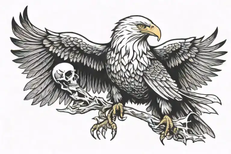 Bald Eagle Stand With Skull