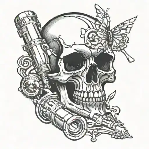 Skull And Car Piston