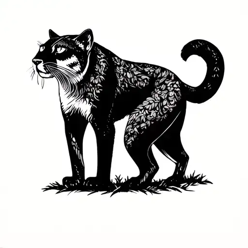 Mountain Lion In Woods