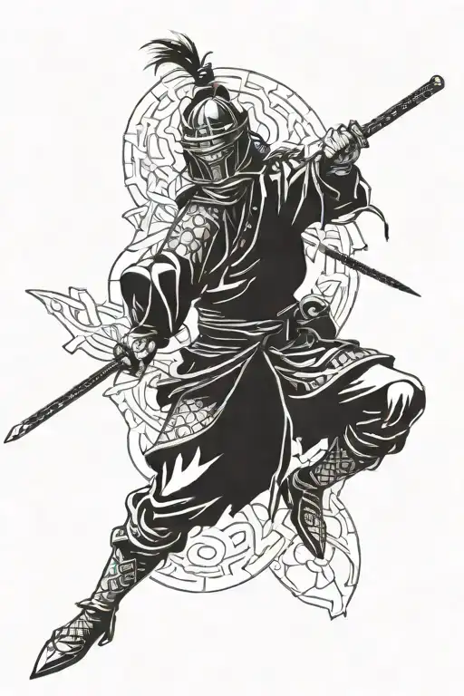 Blackwork Tatto With An Inspiration In Stealth Arrogant Assassin Samurai