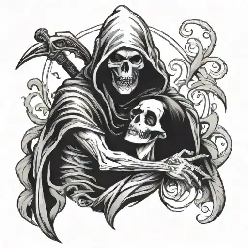 Grim Reaper Holding Woman