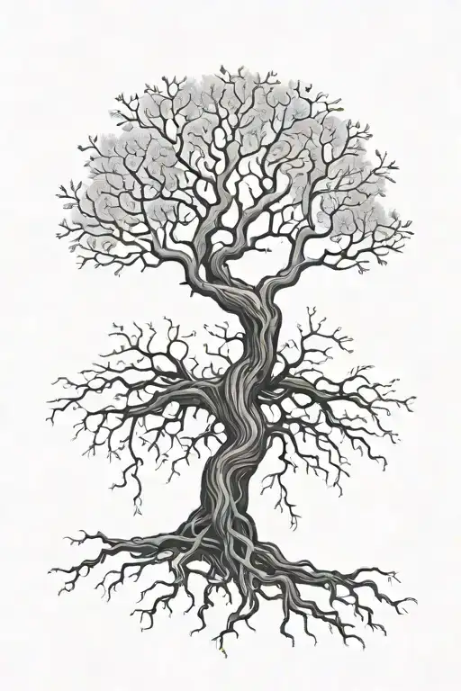 Tree With Roots Showing Growth