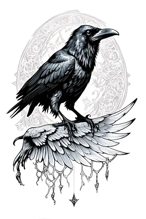 Raven With Wings Spread