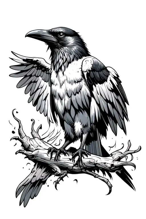 Raven With Wings Spread