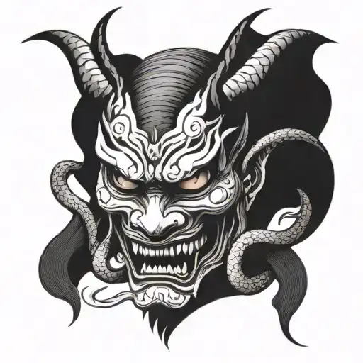 Hannya Mask With Snake
