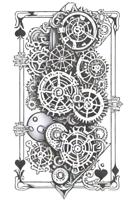 Mechanical Gears Intertwined Hearts Playing Card