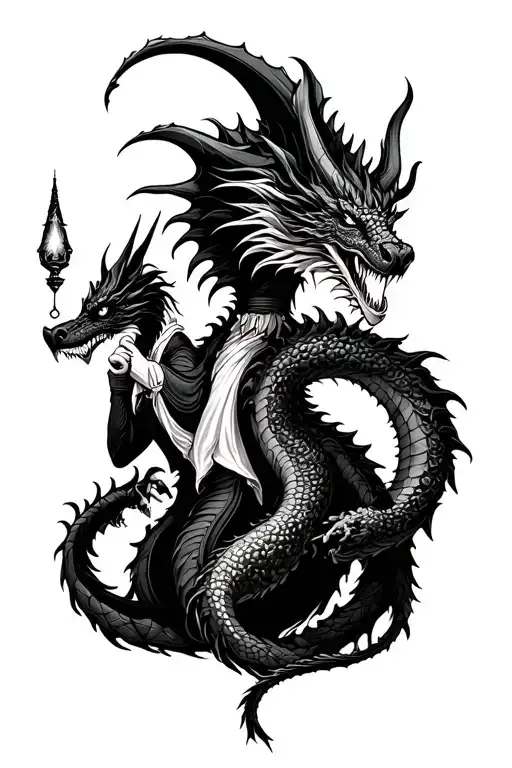 Magician And Dragon Wrapping Tail